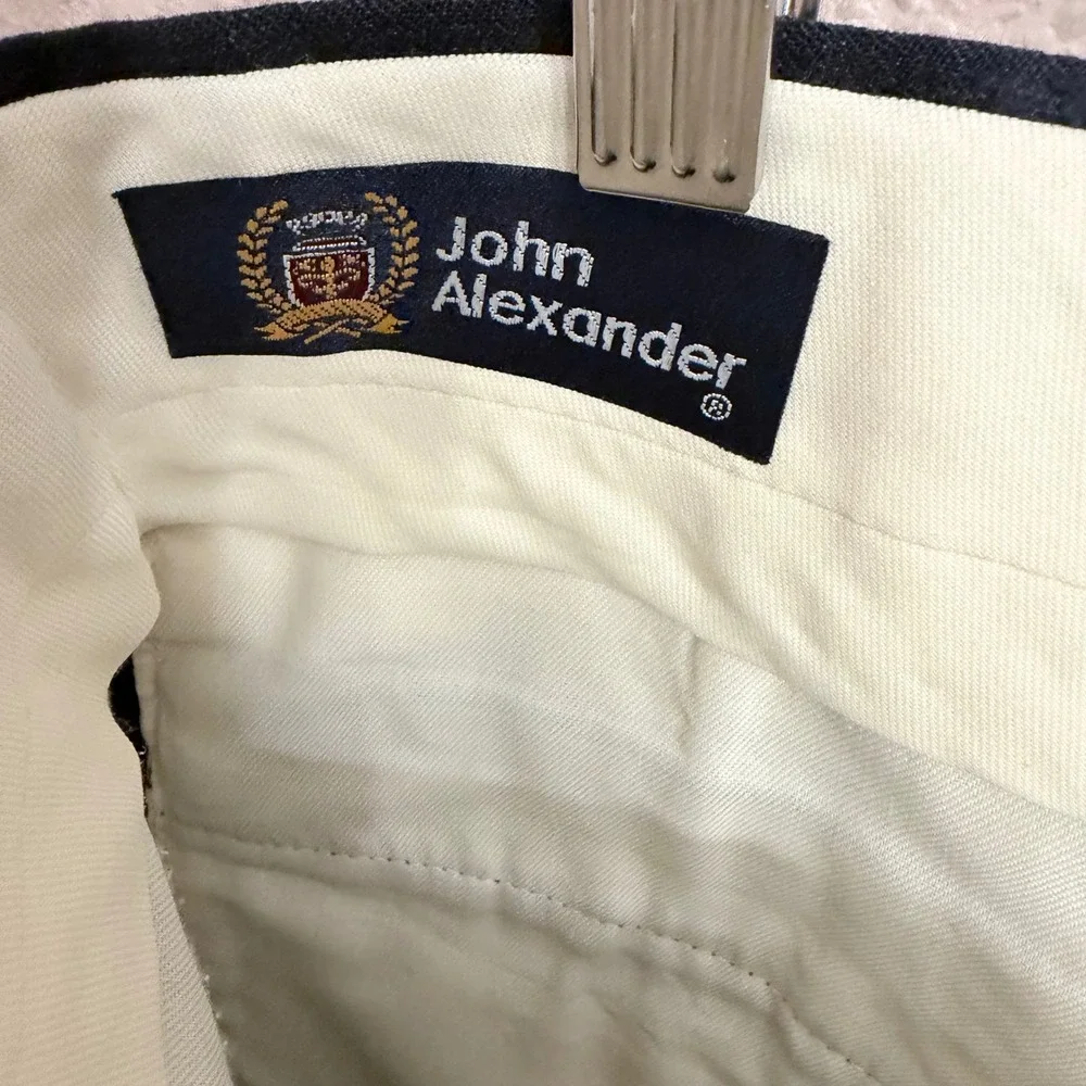 John Alexander Mens Dark Navy 100% Pure Wool Flat Front Pants Made in USA 32x28